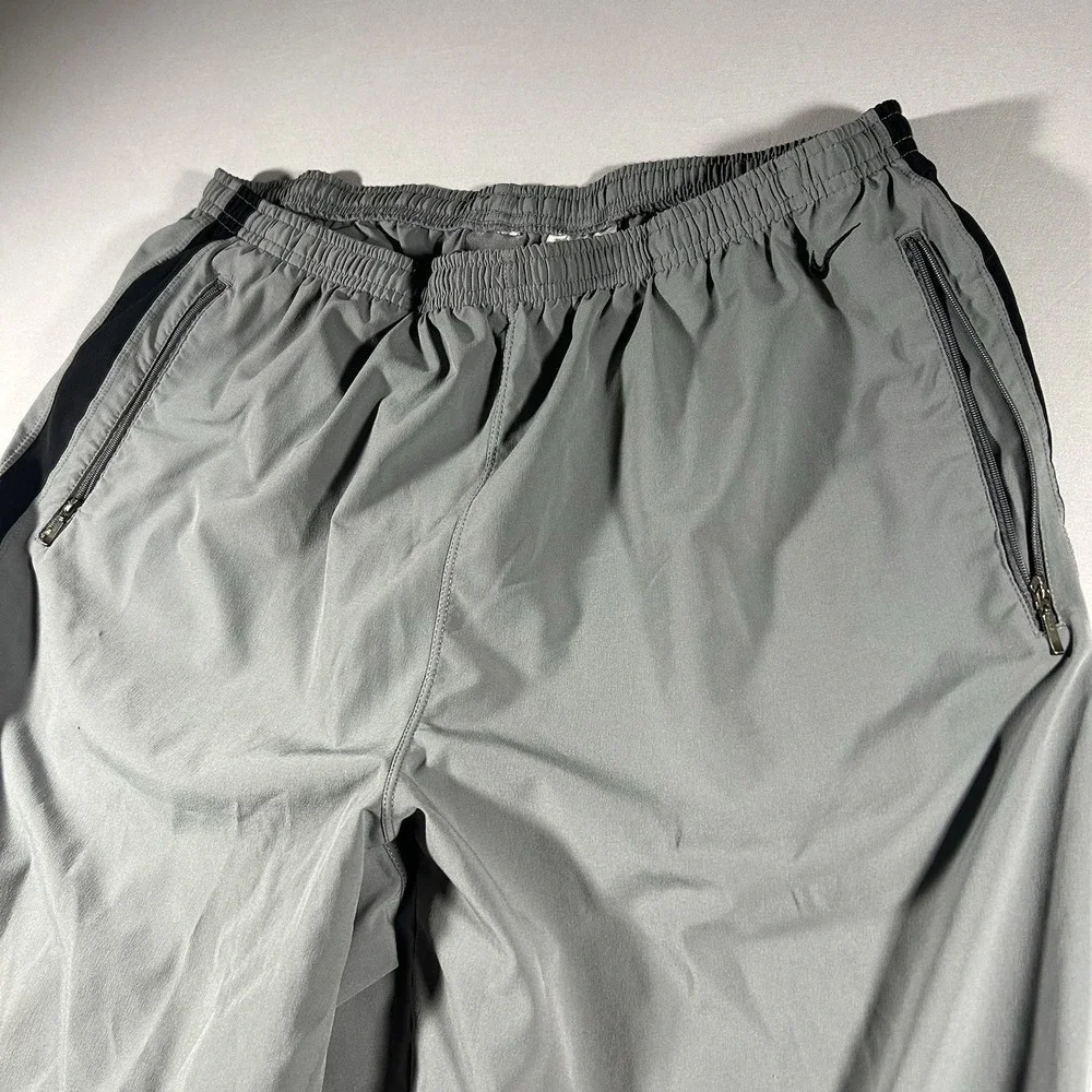 Mens Nike Vintage Y2K Track Pants XL Gray Black Stripe Zip Pocket Joggers